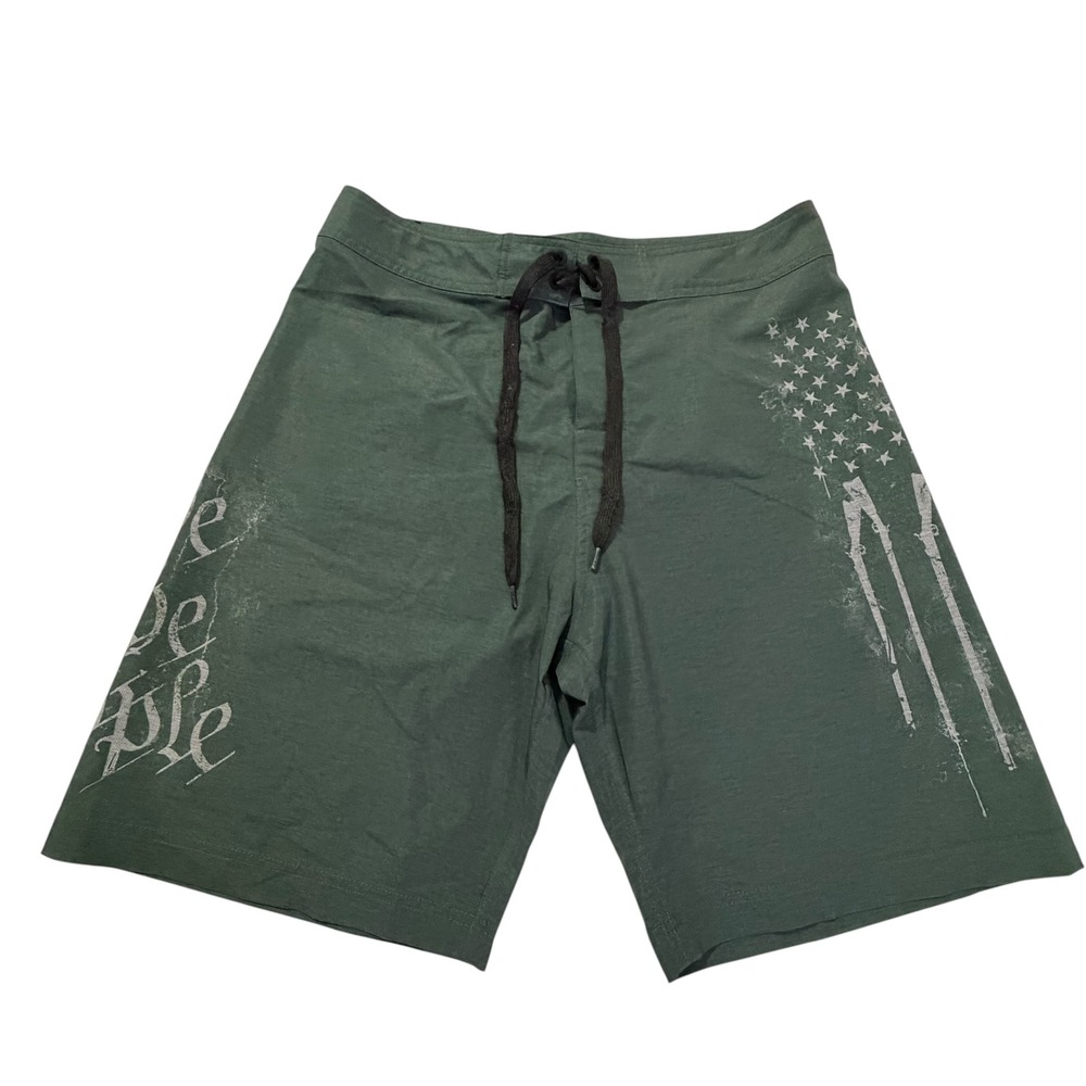 Howitzer We The People Board Shorts Mens 32 Green Patriot Flag 371BS020